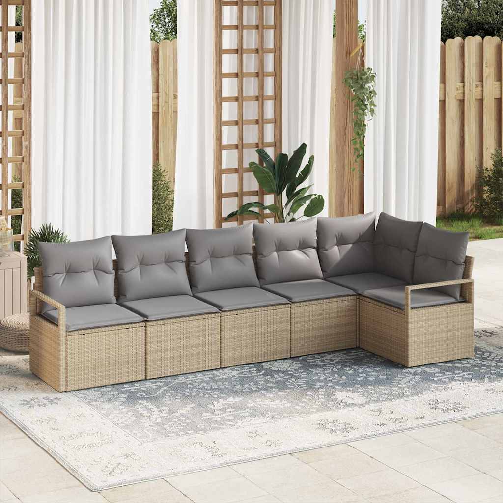 Garten-Sofa-Set mit Kissen 6 pcs Beige und Hellgrau